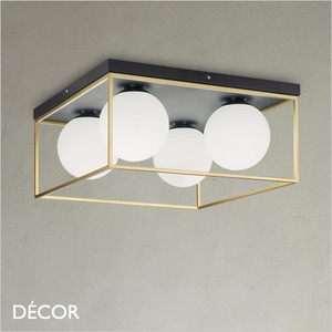 Ideal Lux - Lingotto 4 - Matt White Glass & Matt Brass Modern Designer Globe Ceiling Light - Ideal for your Kitchen Island, Kitchen, Living Room, Hotel, Restaurant & Bistro Ideal Lux - Lingotto 4 - Matt White Glass & Matt Brass Modern Designer Globe Ceiling Light - Ideal for your Kitchen Island, Kitchen, Living Room, Hotel, Restaurant & Bistro