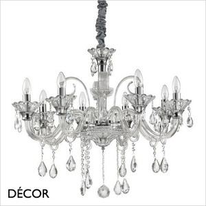 Ideal Lux - Colossal, 8 arm - Clear Glass & Cut Crystal Chandelier - Stylish Italian Elegance for a Dining Room, Living Room, Kitchen, Hallway, Hotel & Restaurant Ideal Lux - Colossal, 8 arm - Clear Glass & Cut Crystal Chandelier - Stylish Italian Elegance for a Dining Room, Living Room, Kitchen, Hallway, Hotel & Restaurant
