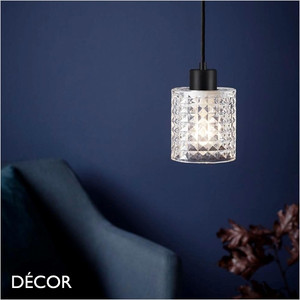 Nordlux - Hollywood - Art-Deco Patterned Clear Glass Modern Designer Pendant Light - Vintage Glamour for a Kitchen, Kitchen Island, Bistro or Restaurant