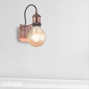 Ideal Lux - Frida - Copper Vintage Style Modern Designer Wall Light - Ideal for a Kitchen, Dining Room, Living Room, Study, Hallway, Bedside, Restaurant, Bar & Café Ideal Lux - Frida - Copper Vintage Style Modern Designer Wall Light - Ideal for a Kitchen, Dining Room, Living Room, Study, Hallway, Bedside, Restaurant, Bar & Café