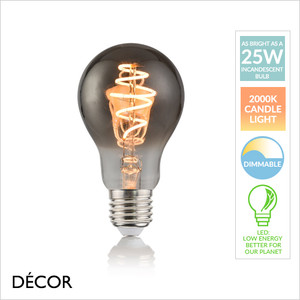 Nordlux - E27 4.5W Spiral Deco Smoked LED Filament Standard Light Bulb, 2000K Candle Light, Dimmable - As Bright as a 30W Incandescent Bulb - Energy Efficient & Cost Effective Lighting Nordlux - E27 4.5W Spiral Deco Smoked LED Filament Standard Light Bulb, 2000K Candle Light, Dimmable - As Bright as a 30W Incandescent Bulb - Energy Efficient & Cost Effective Lighting
