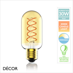Nordlux - E27 4.5W Spiral Gold LED Filament Tubular Light Bulb, 2000K Candle Light, Dimmable - As Bright as a 30W Incandescent Bulb - Energy Efficient & Cost Effective Lighting Nordlux - E27 4.5W Spiral Gold LED Filament Tubular Light Bulb, 2000K Candle Light, Dimmable - As Bright as a 30W Incandescent Bulb - Energy Efficient & Cost Effective Lighting