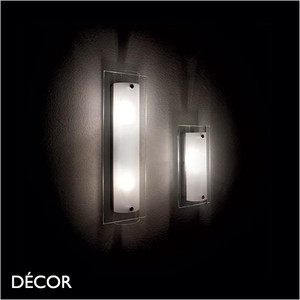 Ideal Lux - Tudor, 3 Sizes - Clear & Sandblasted White Glass Modern Designer Wall Light - Stunning Minimalist Style for any Contemporary Space