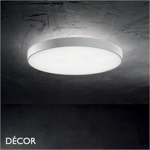 Ideal Lux - Halo 35, 45 & 60 - White Modern Designer LED Flush Fitting Ceiling Light in 3000K Warm or 4000K Neutral White Light - Stylish Italian Design for a Kitchen Island, Kitchen, Dining Room, Office, Boardroom, Shop, Café, Bar or Restaurant