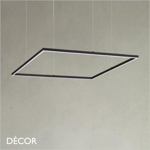 Ideal Lux - Oracle Slim 50, 70, 90, Square - Matt Black Modern Designer LED Suspension Light - Minimalism for a Kitchen, Dining Room, Office, Boardroom, Laboratory, Shop, Café or Bistro