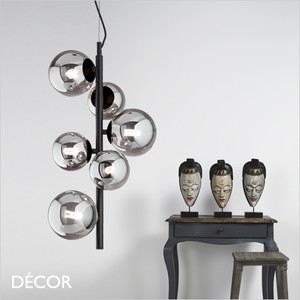 Ideal Lux - Perlage 6 - Smoked Grey Glass & Matt Black Modern Designer Multiple Pendant Light - A Stunning Statement Piece for Any Contemporary Space Ideal Lux - Perlage 6 - Smoked Grey Glass & Matt Black Modern Designer Multiple Pendant Light - A Stunning Statement Piece for Any Contemporary Space