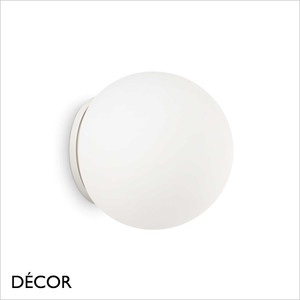 Ideal Lux - Mapa Bianco, 3 Sizes - White Etched Glass & White Metal Modern Designer Globe Wall Light - Italian Chic for your Home & Business Ideal Lux - Mapa Bianco, 3 Sizes - White Etched Glass & White Metal Modern Designer Globe Wall Light - Italian Chic for your Home & Business