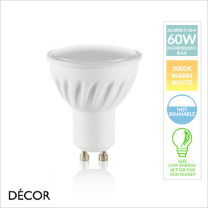 Ideal Lux - GU10 7W LED White Spotlight Bulb, 3000K Warm White Light - As Bright as a 60W Halogen Bulb - Energy Efficient Lights for your Home & Business Ideal Lux - GU10 7W LED White Spotlight Bulb, 3000K Warm White Light - As Bright as a 60W Halogen Bulb - Energy Efficient Lights for your Home & Business