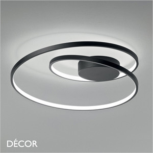 Ideal Lux - Oz 40, 60, 80 & 100, 4 Sizes - Matt Black Modern Designer LED Flush Fitting Ceiling Light - Unique Italian Design Ideal for your Kitchen, Living Room, Office, Hotel & Reception Room