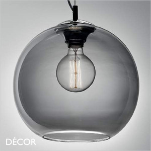 Ideal Lux - Nemo, 4 Sizes: 20, 30, 40 & 50 - Smoked Grey Glass & Chrome Modern Designer Pendant Globe Light - Contemporary Italian Chic for your Home & Business