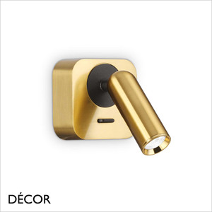 Ideal Lux - Bean, Square - Brass Adjustable Modern Designer LED Wall Light - Perfect Task Light for a Hotel Room, Bedside Reading or a Study Ideal Lux - Bean, Square - Brass Adjustable Modern Designer LED Wall Light - Perfect Task Light for a Hotel Room, Bedside Reading or a Study