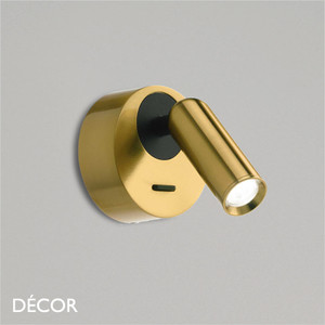 1 Ideal Lux - Bean, Round - Brass Adjustable Modern Designer LED Wall Light - Perfect Task Light for a Hotel Room, Bedside Reading or a Study 1 Ideal Lux - Bean, Round - Brass Adjustable Modern Designer LED Wall Light - Perfect Task Light for a Hotel Room, Bedside Reading or a Study