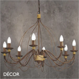 Ideal Lux - Corte, 8 arm - Antique Black Russet Finish & Brass Detail, Hand-Crafted Chandelier - Italian style for a Dining Room, Living Room, Hall & Restaurant