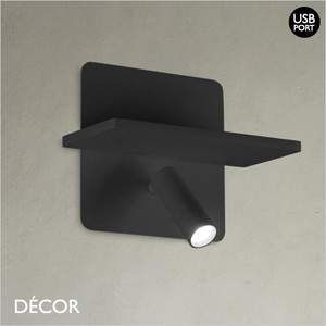 Ideal Lux - Piano with USB Port - Matt Black Modern Designer Adjustable Back-Lit LED Wall Light - Perfect Task Light for a Hotel Room, Bedside Reading or a Study Ideal Lux - Piano with USB Port - Matt Black Modern Designer Adjustable Back-Lit LED Wall Light - Perfect Task Light for a Hotel Room, Bedside Reading or a Study