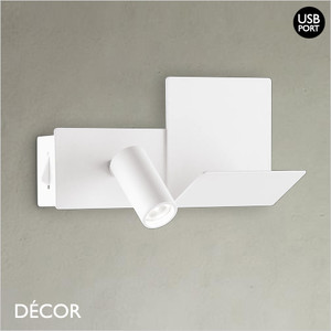 Ideal Lux - Komodo with USB Port - Matt White Left & Right Modern Designer Adjustable LED Wall Light - Perfect Task Light for a Bedroom, Hotel Room or Guest Room Ideal Lux - Komodo with USB Port - Matt White Left & Right Modern Designer Adjustable LED Wall Light - Perfect Task Light for a Bedroom, Hotel Room or Guest Room