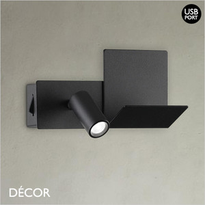 Ideal Lux - Komodo with USB Port - Matt Black Left & Right Modern Designer Adjustable LED Wall Light - Perfect Task Light for a Bedroom, Hotel Room or Guest Room Ideal Lux - Komodo with USB Port - Matt Black Left & Right Modern Designer Adjustable LED Wall Light - Perfect Task Light for a Bedroom, Hotel Room or Guest Room