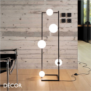 Ideal Lux - Angolo - Four White Glass Globes on a Black Metal Frame Modern Designer Floor Lamp - Striking Italian Style - Ideal for a Bedside or Occasional Table Ideal Lux - Angolo - Four White Glass Globes on a Black Metal Frame Modern Designer Floor Lamp - Striking Italian Style - Ideal for a Bedside or Occasional Table
