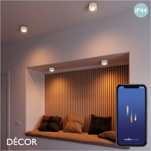 Nordlux - Landon Smart - White Water Resistant Modern Designer Ceiling Light - Perfect for your Washroom, Bathroom & Shower Room Nordlux - Landon Smart - White Water Resistant Modern Designer Ceiling Light - Perfect for your Washroom, Bathroom & Shower Room