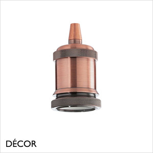 Ideal Lux - Vintage Bulb Holder - Copper Modern Designer Pendant Light Fitting with Knurled Detail - Ideal for Creating a Unique Pendant Light Ideal Lux - Vintage Bulb Holder - Copper Modern Designer Pendant Light Fitting with Knurled Detail - Ideal for Creating a Unique Pendant Light