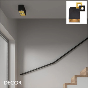 Nordlux - Ethan 2-Spot - Matt Black with Gold or Black Interior Modern Designer Surface Downlight - Ideal for Any Contemporary Space Nordlux - Ethan 2-Spot - Matt Black with Gold or Black Interior Modern Designer Surface Downlight - Ideal for Any Contemporary Space