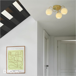 Nordlux - Franca 3 - Opal White Glass Globe & Polished Brass Ceiling Light - Modern Designer Vintage-Style - Ideal for Any Contemporary Space