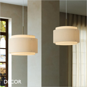 1 A Nordlux - Takai - Beige Flax Linen Shade & Burnished Brass Modern Designer Pendant Light - Luxury Danish Hotel Chic for any Contemporary Space. DFTP 1 A Nordlux - Takai - Beige Flax Linen Shade & Burnished Brass Modern Designer Pendant Light - Luxury Danish Hotel Chic for any Contemporary Space. DFTP