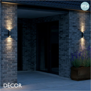 Nordlux - Nico 22 Round - Black Modern Designer Outdoor Wall Light - Stunning Up and Down Light - for your Home, Bistro, Bar & Café