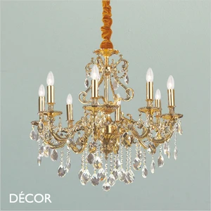 Ideal Lux - Gioconda, 8 arm - Crystal & Antiqued Gold Chandelier - Opulent Italian Style for a Dining Room, Living Room, Stairs, Hallway, Hotel & Restaurant