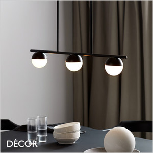 Nordlux - Contina 3-Spot - Opal White Glass & Matt Black Globe Multiple Pendant Light - Ideal for a Dining Table or Kitchen Island Nordlux - Contina 3-Spot - Opal White Glass & Matt Black Globe Multiple Pendant Light - Ideal for a Dining Table or Kitchen Island