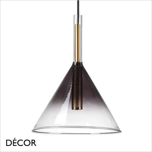 1 B Ideal Lux - Empire Cone - Gold with a Smoked Grey Glass Cone-Shaped Modern Designer Pendant Light - Pure Italian Style for a Dining Room, Kitchen, Kitchen Island, Hallway, Stairwell, Hotel, Restaurant, Bistro, Bar & Café, 1 B Ideal Lux - Empire Cone - Gold with a Smoked Grey Glass Cone-Shaped Modern Designer Pendant Light - Pure Italian Style for a Dining Room, Kitchen, Kitchen Island, Hallway, Stairwell, Hotel, Restaurant, Bistro, Bar & Café,