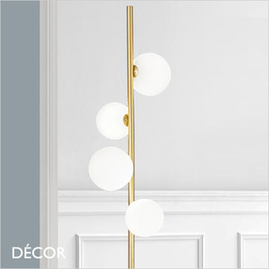 Ideal Lux - Perlage 4 - White Acid-Etched Glass with Satin Brass Modern Designer Floor Lamp - A Stunning Statement Piece for Any Contemporary Space Ideal Lux - Perlage 4 - White Acid-Etched Glass with Satin Brass Modern Designer Floor Lamp - A Stunning Statement Piece for Any Contemporary Space