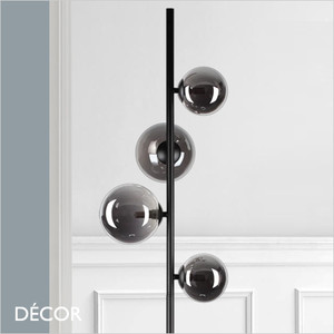 Ideal Lux - Perlage 4 - Smoked Grey Glass with Matt Black Modern Designer Floor Lamp - A Stunning Statement Piece for Any Contemporary Space