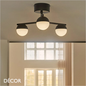 Nordlux - Contina 3-Spot - Opal White Glass & Black Globe Multiple Ceiling Light - Ideal for any Contemporary Space Nordlux - Contina 3-Spot - Opal White Glass & Black Globe Multiple Ceiling Light - Ideal for any Contemporary Space