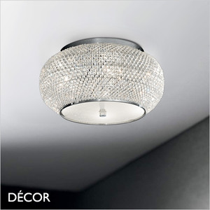 1A1 Ideal Lux - Pasha, 6, 10 & 14 - Cut Crystal & Chrome Modern Designer Beaded Ceiling Light - Contemporary Italian Style for a Dining Room, Living Room, Hallway, Hotel & Restaurant 1A1 Ideal Lux - Pasha, 6, 10 & 14 - Cut Crystal & Chrome Modern Designer Beaded Ceiling Light - Contemporary Italian Style for a Dining Room, Living Room, Hallway, Hotel & Restaurant