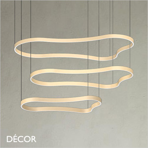 Ideal Lux - Waves 95, 125 & 155 - Gold Modern Designer LED Suspension Light, 3 Sizes - A Statement Piece for a Dining Room, Boardroom, Reception, Café or Bistro Ideal Lux - Waves 95, 125 & 155 - Gold Modern Designer LED Suspension Light, 3 Sizes - A Statement Piece for a Dining Room, Boardroom, Reception, Café or Bistro