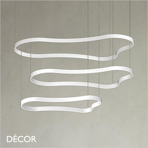 Ideal Lux - Waves 95, 125 & 155 - White Modern Designer LED Suspension Light, 3 Sizes - A Statement Piece for a Dining Room, Boardroom, Reception, Café or Bistro Ideal Lux - Waves 95, 125 & 155 - White Modern Designer LED Suspension Light, 3 Sizes - A Statement Piece for a Dining Room, Boardroom, Reception, Café or Bistro