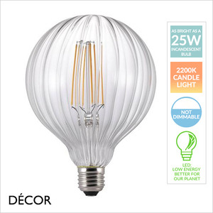 Nordlux - E27 2W Avra Stripes, Smoked Decorative LED Designer Light Bulb - As Bright as a 25W Incandescent Bulb - Innovative Energy Efficient Lighting for Home & Business Nordlux - E27 2W Avra Stripes, Smoked Decorative LED Designer Light Bulb - As Bright as a 25W Incandescent Bulb - Innovative Energy Efficient Lighting for Home & Business