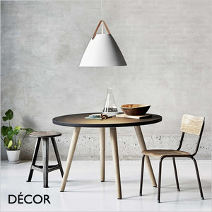 Nordlux - Strap 48 - Matt White & Leather Modern Industrial Designer Pendant Light - For a Kitchen, Dining Room, Reception Room, Restaurant & Café. DFTP Nordlux - Strap 48 - Matt White & Leather Modern Industrial Designer Pendant Light - For a Kitchen, Dining Room, Reception Room, Restaurant & Café. DFTP