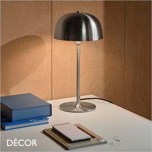 Nordlux - Cera - Brushed Steel Modern Designer Modern Designer Table Lamp - Stylish Danish Design for a Living Room, Study, Reception Room or Bedside