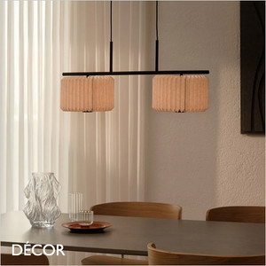 Nordlux - Vivienne Dual - Pleated Fabric Shade & Black Modern Designer Multiple Pendant Light - Stylish Danish Design for any Contemporary Space