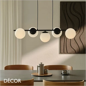 11 Nordlux - Lilly 5 - Opal White Glass & Matt Black Modern Designer Multiple Pendant Light - Ideal for your Kitchen, Dining Room, Boardroom, Hotel, Bistro & Café