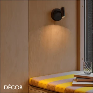 Nordlux - Omari, Round - Black Modern Designer LED Adjustable Wall Light - Minimalist Danish Design - Perfect Task Light for your Studio, Office, Study, Workspace, Bedside, Living Room & Lounge