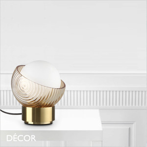 Ideal Lux - Bloom - Clear Amber Outer-Glass with a White Globe Diffuser Modern Designer Table Lamp - Italian Chic for a Living Room, Reception or Bedroom