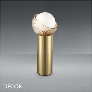 Ideal Lux - Bloom - Clear Amber Outer-Glass with a White Globe Diffuser Modern Designer Table Lamp - Italian Chic for a Living Room, Reception or Bedroom