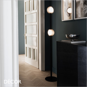 Ideal Lux - Bloom - Satin Grey Outer-Glass with a White Globe Diffuser Modern Designer Floor Lamp - Italian Chic for a Living Room, Reception or Bedroom