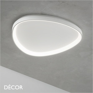 Ideal Lux - Gemini 42, 61 & 81 - Matt White Modern Designer Flush-Fitting LED Ceiling Light, 3 Sizes - Minimalism for a Kitchen, Dining Room, Office, Boardroom, Laboratory, Shop, Café or Bistro