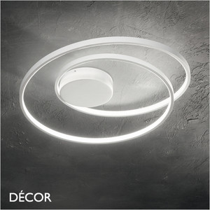 Ideal Lux - Oz 40, 60, 80 & 100, 4 Sizes - Matt White Modern Designer LED Flush Fitting Ceiling Light - Unique Italian Design Ideal for your Kitchen, Living Room, Office, Hotel & Reception Room