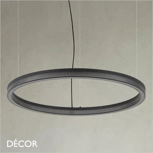 1 A Ideal Lux - Crown 40, 60 & 80 - Matt Black with a Cut Crystal Effect Diffuser Modern Designer LED Suspension Light, 2 Sizes - Stylish Italian Design for a Dining Room, Boardroom, Hotel, Café or Bistro