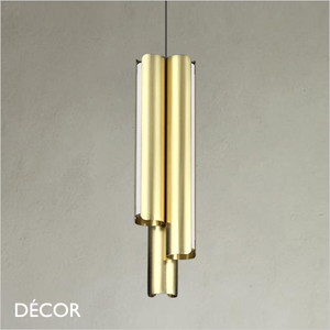 Ideal Lux - Dorica - Brushed Brass Modern Multiple Pendant Light - Minimalist Design for Any Contemporary Space