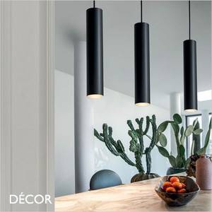 Ideal Lux - Look - 25, 40, 70 & 100 - Matt Black Designer Cylindrical Pendant Light - 4cm and 6cm Diametre - Chic Italian Design - Ideal for any Modern Space
